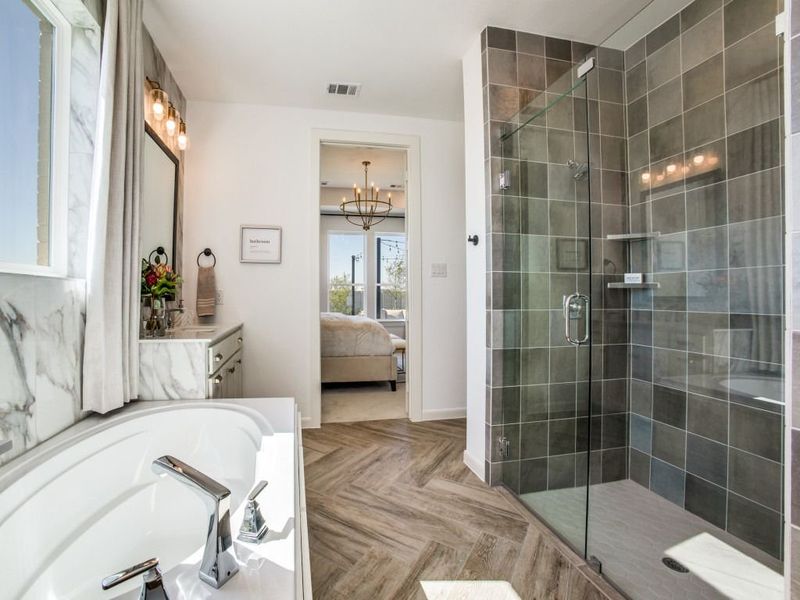 Furnished interior in a model home at Painted Tree - Woodland West in McKinney (Image 10).