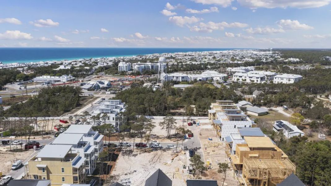 Aerial view of the Twin Palms community in Inlet Beach, FL, showing layout and nearby surroundings (Image 13).