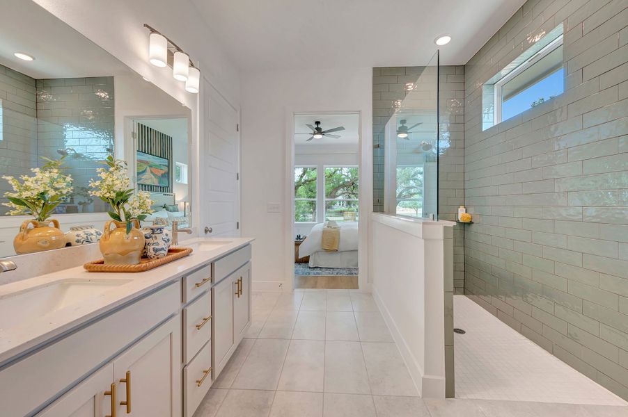 Furnished interior in a model home at Kissing Tree – Grove Series in San Marcos (Image 34).