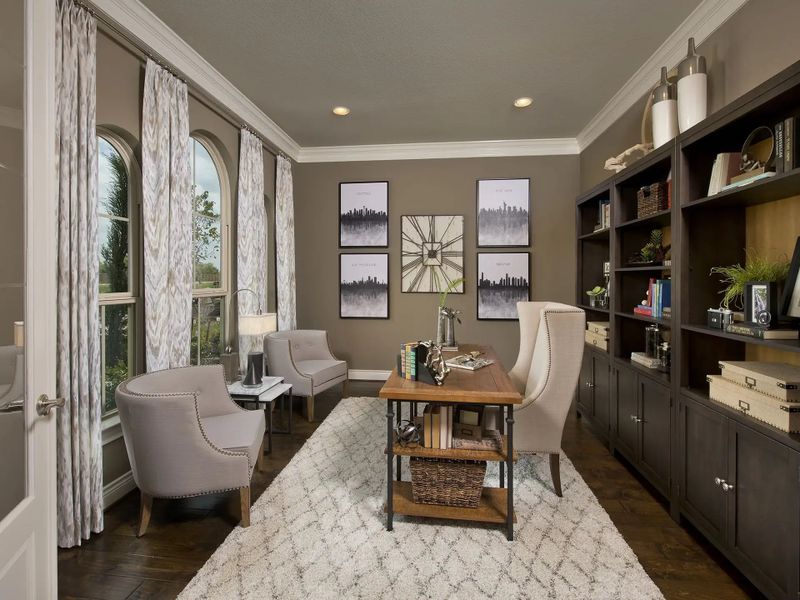 Furnished interior in a model home at Lakes Of Cane Island 80' in Katy (Image 4).