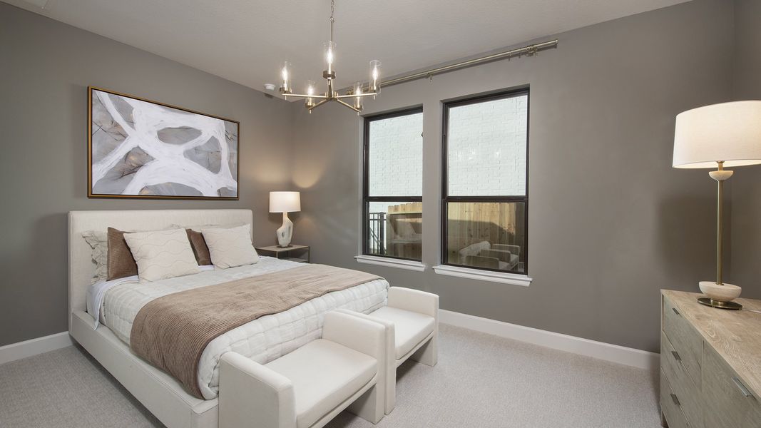 Furnished interior in a model home at Midline 55' in Houston (Image 21).