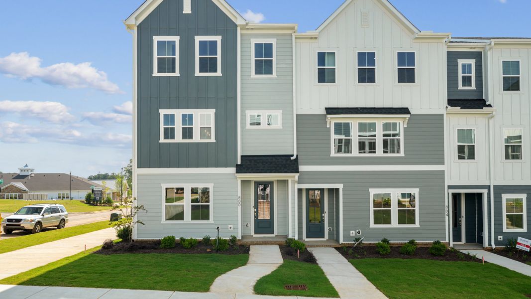 Front exterior of a home in the Holding Village community, located in Wake Forest, NC (Image 2). Front exterior of a home in the Holding Village community, located in Wake Forest, NC (Image 2).
