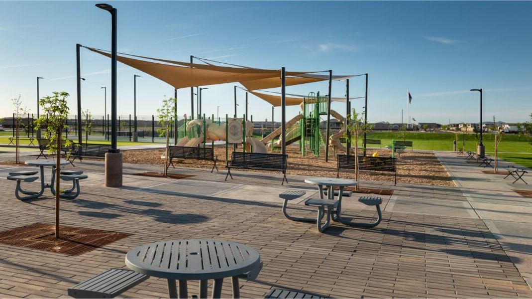 Picnic tables near the playground