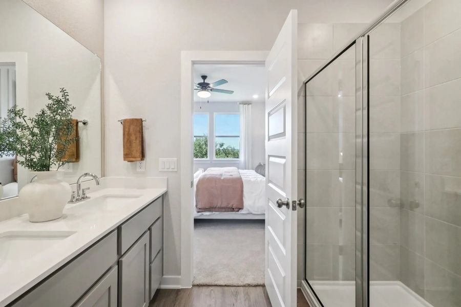 Furnished interior in a model home at Evelyn in Austin (Image 19).