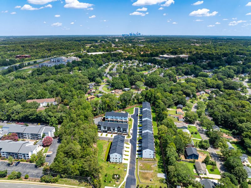 Aerial view of the Archer Row community in Charlotte, NC, showing layout and nearby surroundings (Image 6).