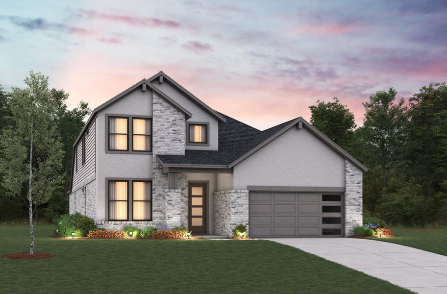 Front exterior of a home in the Ellwood: Prestige Collection community, located in Iowa Colony, TX (Image 4).