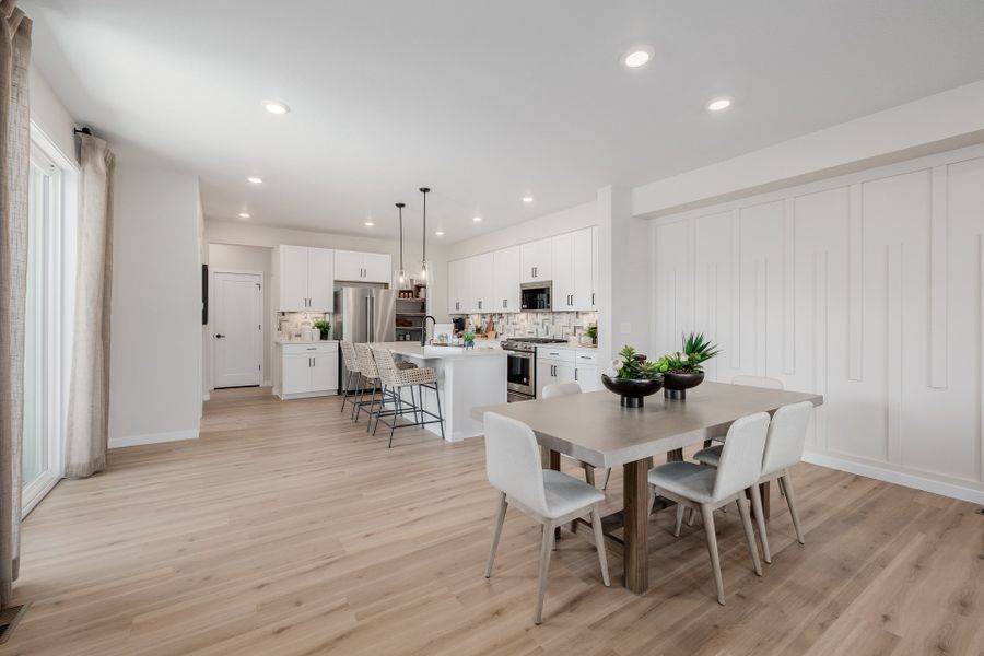 Furnished interior in a model home at Arras Park in Thornton (Image 39).