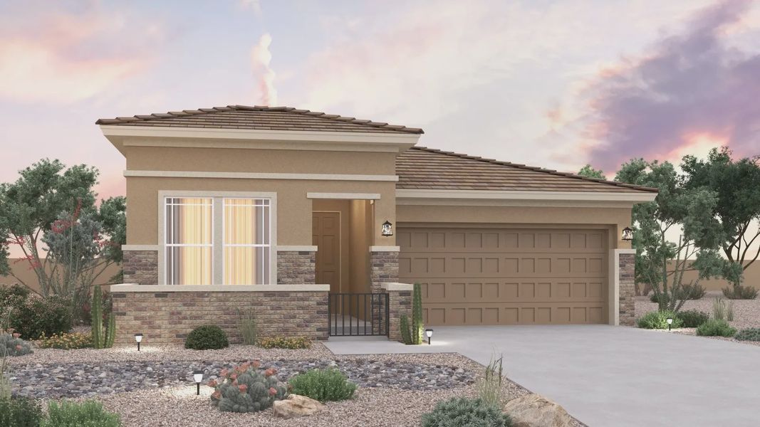 Front exterior of a home in the Silver Cross Castillo Collection community, located in San Tan Valley, AZ (Image 8).
