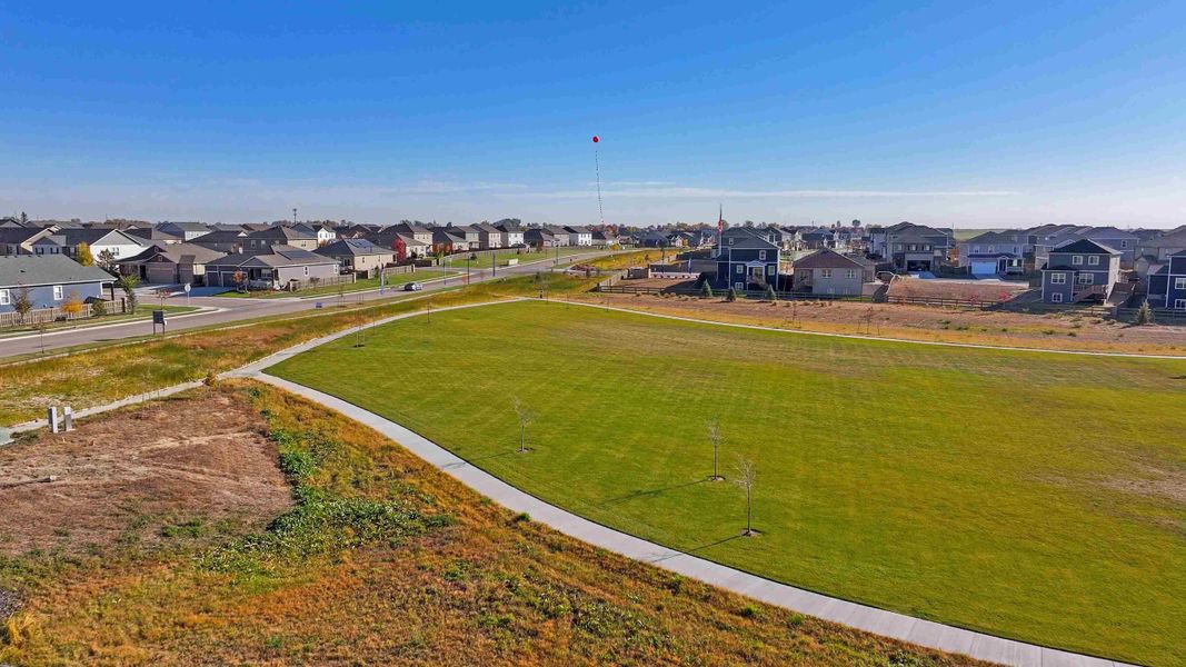 Aerial view of the Tailholt community in Severance, CO, showing layout and nearby surroundings (Image 12).