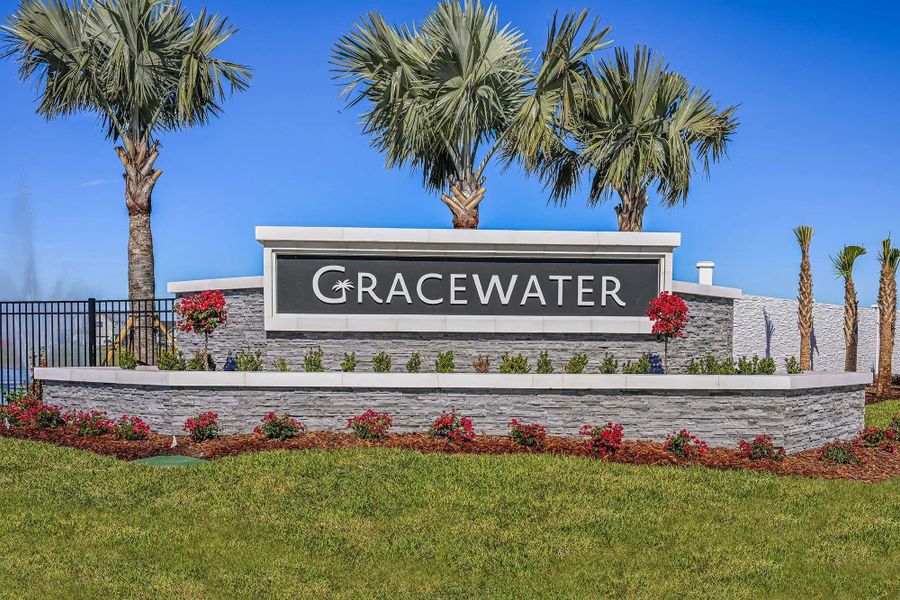 Main entrance to the Gracewater master-planned community in Sarasota, FL, featuring its landmark signage (Image 2). Main entrance to the Gracewater master-planned community in Sarasota, FL, featuring its landmark signage (Image 2).