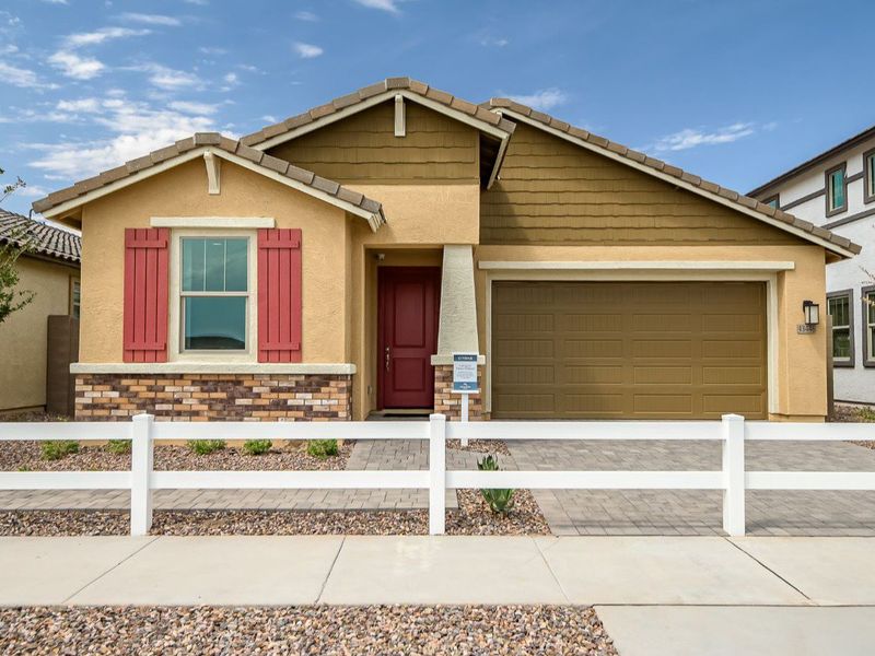 Front exterior of a home in the Mesquite at North Creek community, located in Queen Creek, AZ (Image 3).