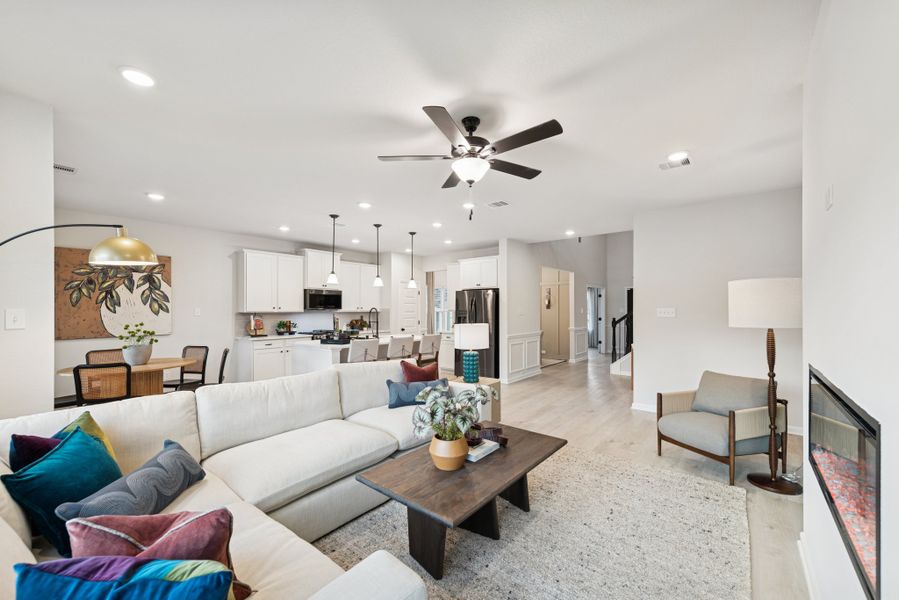 The Princeton II- Family Room into Kitchen