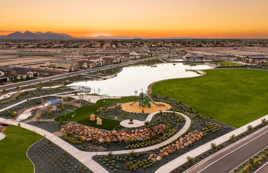 Aerial view of the Soleo community in Queen Creek, AZ, showing layout and nearby surroundings (Image 16).