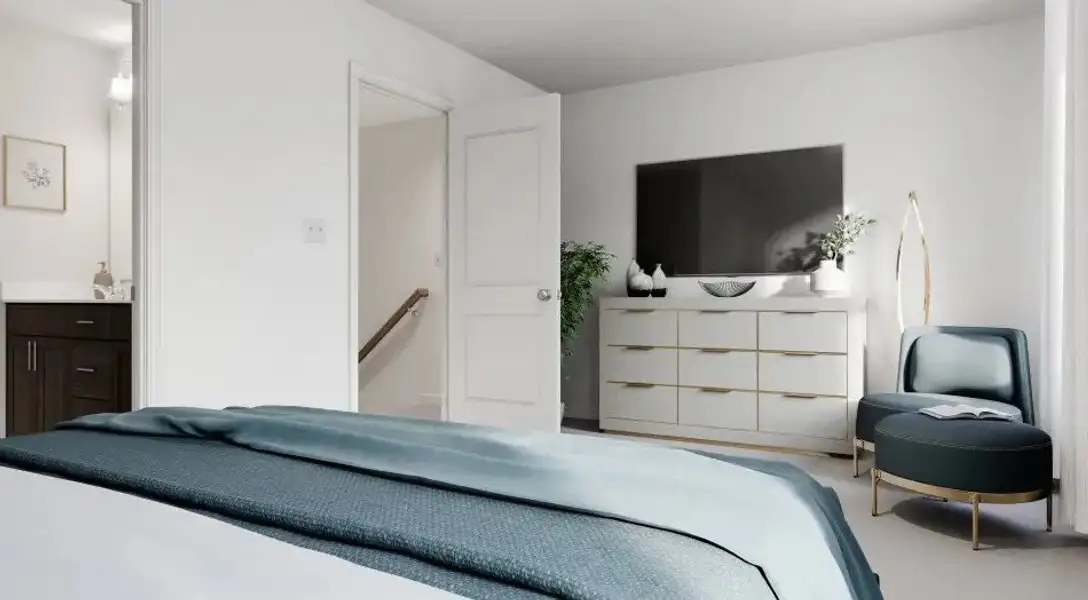 Furnished interior in a model home at Wesley Downs in Durham (Image 16). Furnished interior in a model home at Wesley Downs in Durham (Image 16).