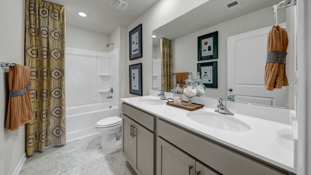 Furnished interior in a model home at South Haven in Camden (Image 41).