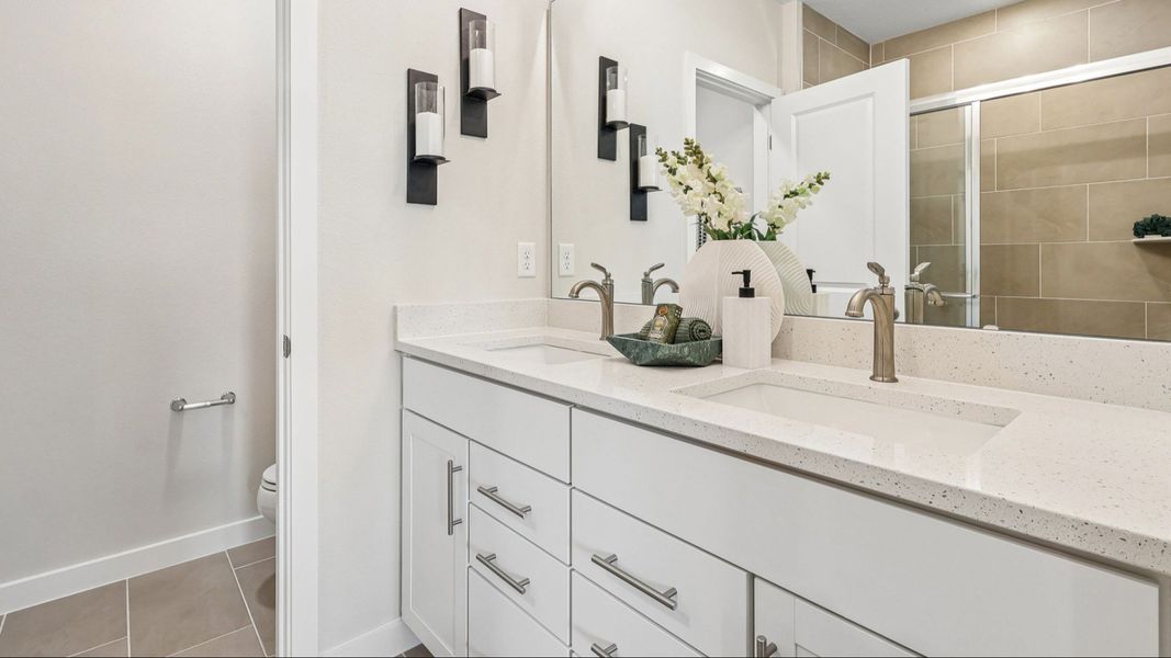 Flagler Model Primary Suite Bathroom by DRB Homes in Liberty Trace in Haines City, FL Flagler Model Primary Suite Bathroom by DRB Homes in Liberty Trace in Haines City, FL