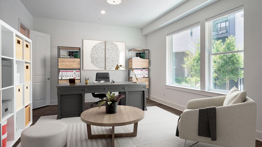 Furnished interior in a model home at Trinity Bluff in Dallas (Image 29).