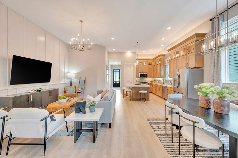 Furnished interior in a model home at Bridgeland Central: Emerald Heights - Landmark Row Collection in Cypress (Image 5).