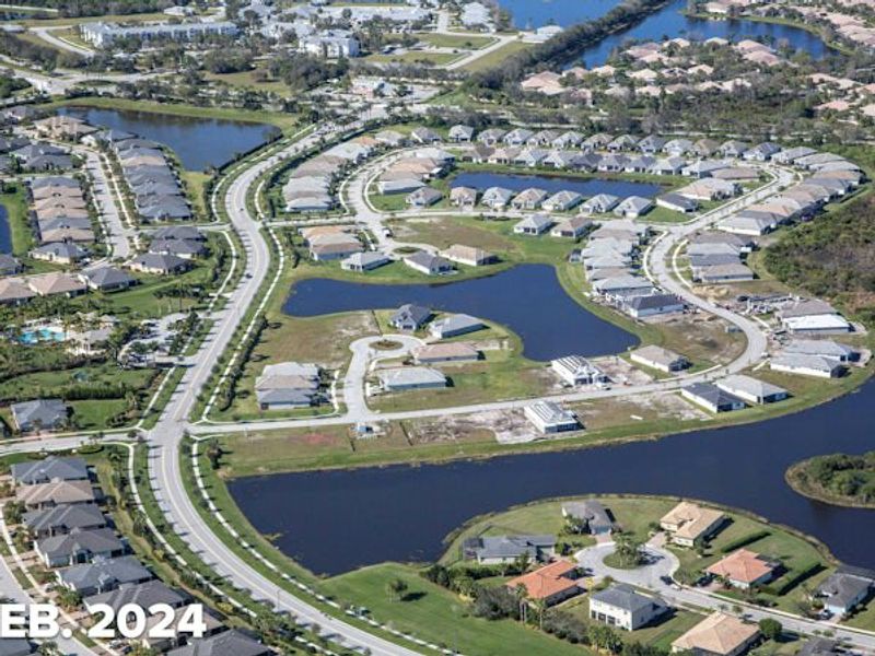 Aerial view of the Lake Park at Tradition community in Port St. Lucie, FL, showing layout and nearby surroundings (Image 20).