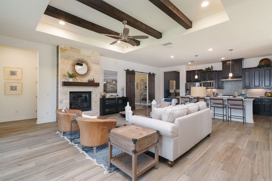 Furnished interior in a model home at Kinder Gale 65’s at Kinder Ranch in San Antonio (Image 16). Furnished interior in a model home at Kinder Gale 65’s at Kinder Ranch in San Antonio (Image 16).