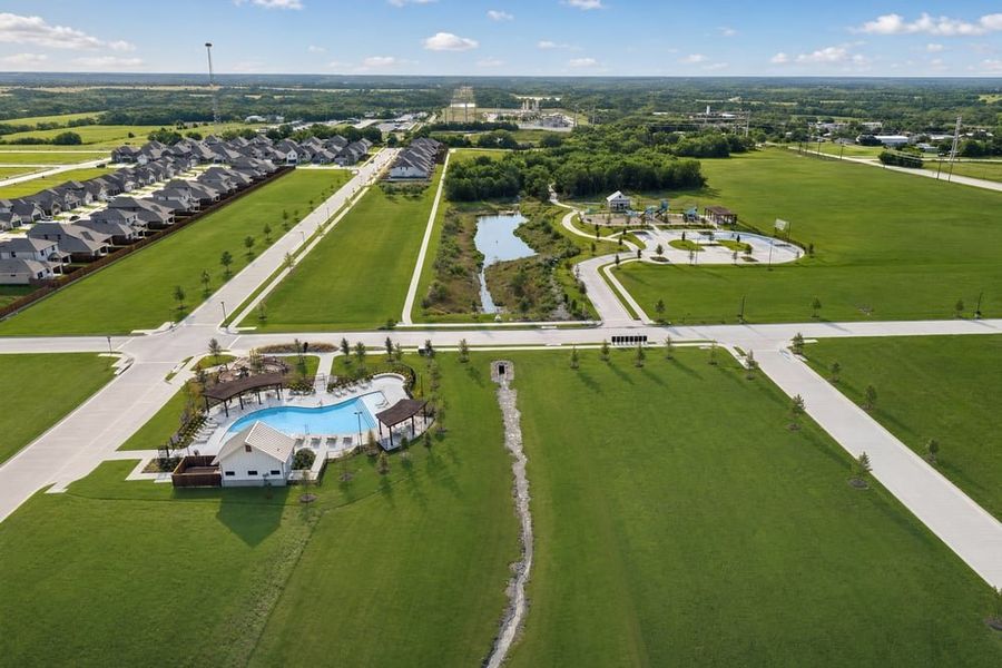 Aerial view of the Parks at Foster Crossing community in Anna, TX, showing layout and nearby surroundings (Image 13).