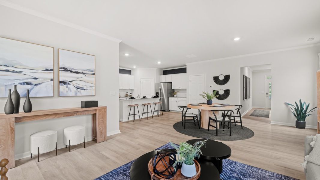 Furnished interior in a model home at Sheffield Highlands in Dallas (Image 25).