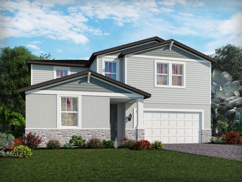 Front exterior of a home in the Wynnstone - Signature Series community, located in Davenport, FL (Image 9). Front exterior of a home in the Wynnstone - Signature Series community, located in Davenport, FL (Image 9).