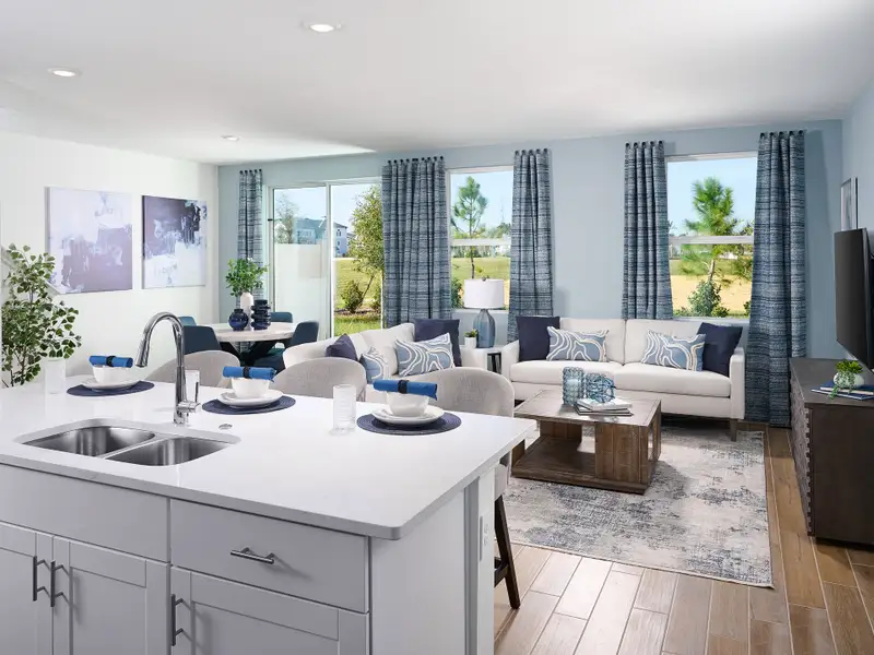 Furnished interior in a model home at Cagan Crossings West in Clermont (Image 8). Furnished interior in a model home at Cagan Crossings West in Clermont (Image 8).
