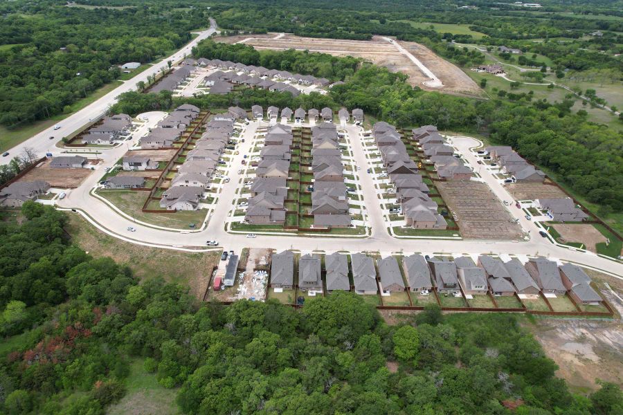 Aerial view of the Gateway Village - The Reserve community in Denison, TX, showing layout and nearby surroundings (Image 3).