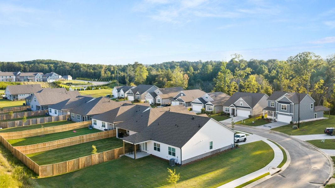 Aerial view of the Hamptons at Riverwood North community in Dallas, GA, showing layout and nearby surroundings (Image 1). Aerial view of the Hamptons at Riverwood North community in Dallas, GA, showing layout and nearby surroundings (Image 1).