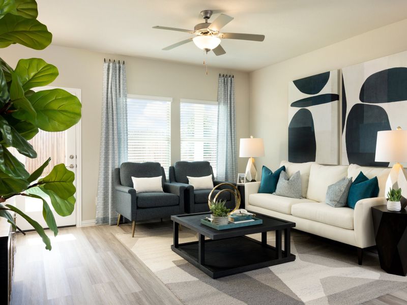 The Carlsbad's living room featured at Trails of Lavon