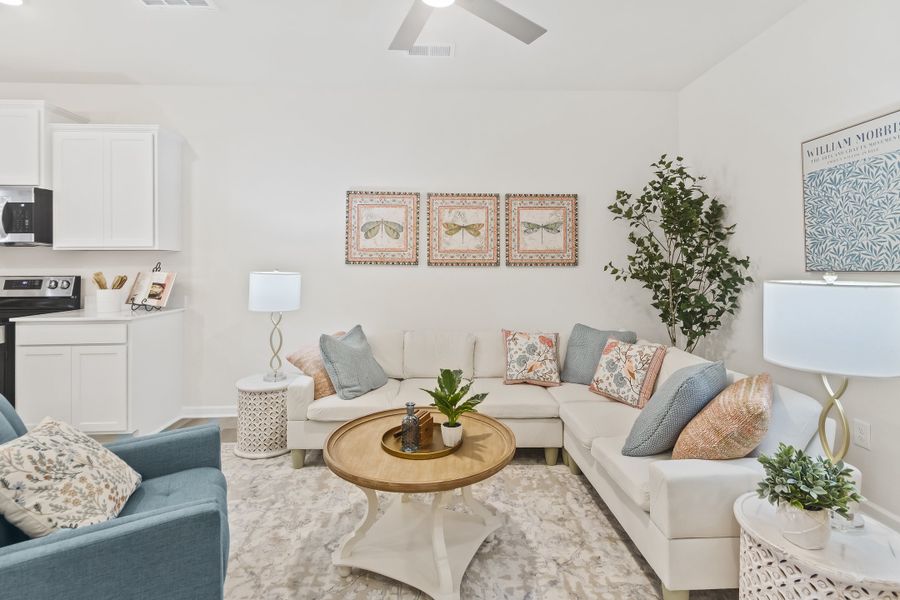 Furnished interior in a model home at Cottage Corners in Taylors (Image 11). Furnished interior in a model home at Cottage Corners in Taylors (Image 11).