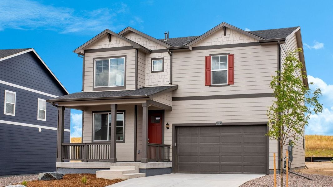 Front exterior of a home in the Spring Valley Ranch community, located in Elizabeth, CO (Image 2).
