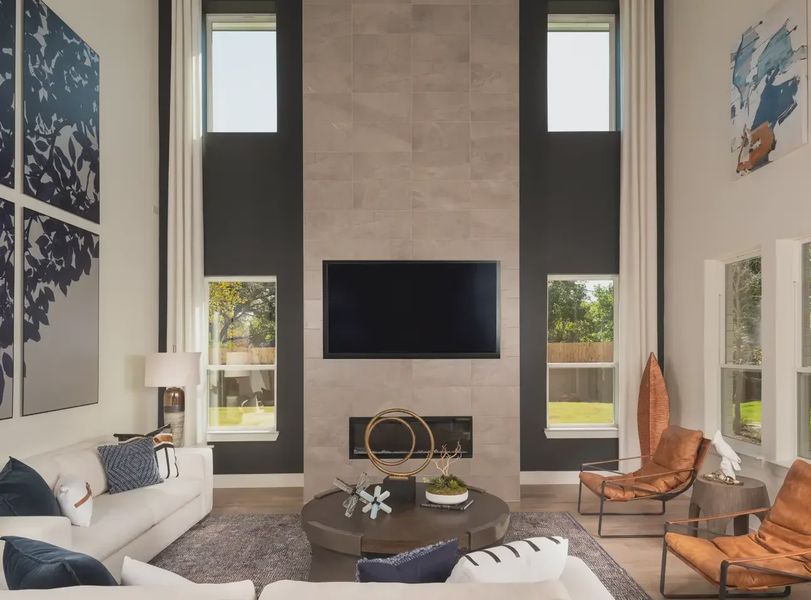 Furnished interior in a model home at Heights at San Gabriel in Georgetown (Image 8).