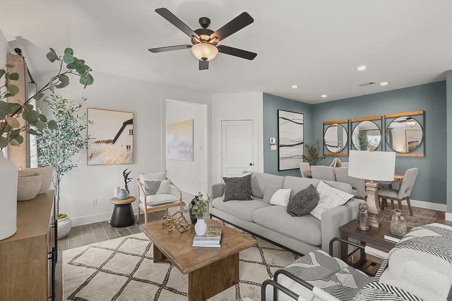 Furnished interior in a model home at Meridiana Townhomes in Iowa Colony (Image 5). Furnished interior in a model home at Meridiana Townhomes in Iowa Colony (Image 5).