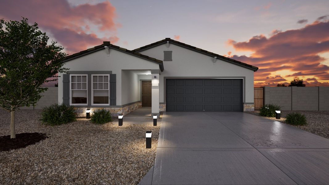 Front exterior of a home in the Cross Creek Ranch community, located in Coolidge, AZ (Image 12).