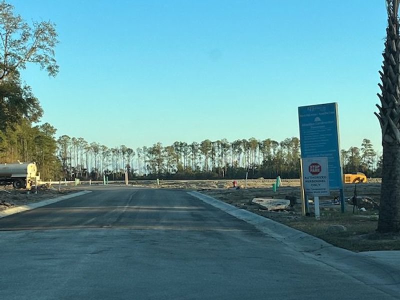 A developing site in Liberty Hill Farm by K. Hovnanian® Homes, featuring open plots and trees in Mount Pleasant, SC.