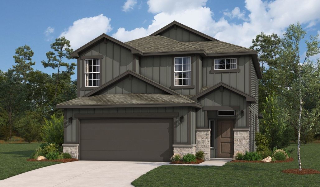 Front exterior of a home in the Highland Ridge community, located in New Braunfels, TX (Image 17).