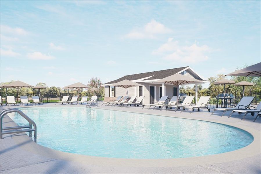 RELAX AND UNWIND AT THE COMMUNITY POOL WITH CABANA AND SUN- FILLED SPACES