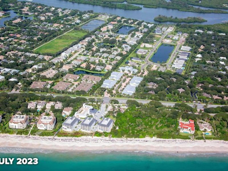 Aerial view of the The Strand community in Vero Beach, FL, showing layout and nearby surroundings (Image 17).