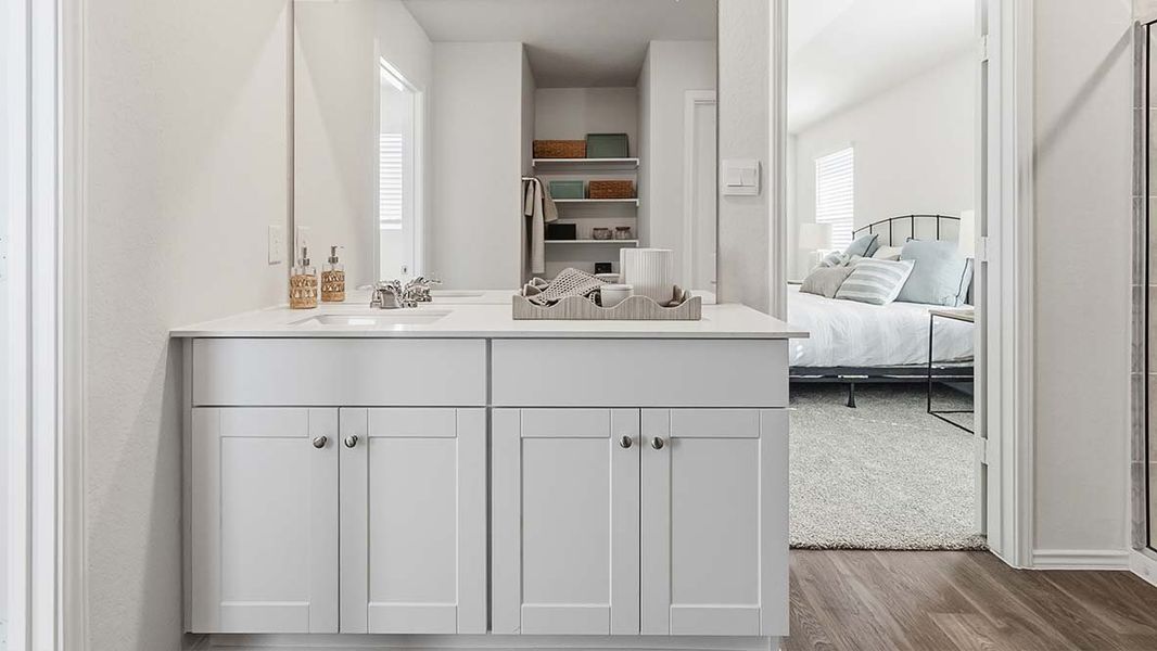 Furnished interior in a model home at Hunters Ranch in San Antonio (Image 28). Furnished interior in a model home at Hunters Ranch in San Antonio (Image 28).