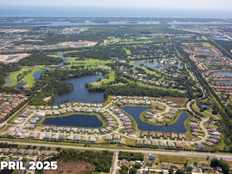 Aerial view of the Bent Pine Preserve community in Vero Beach, FL, showing layout and nearby surroundings (Image 7).