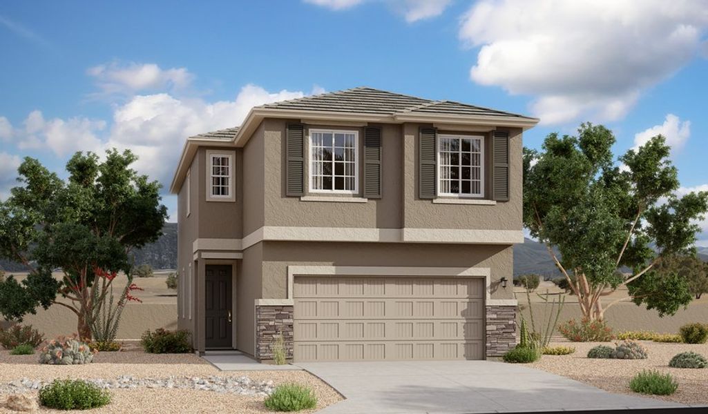 Front exterior of a home in the Meridian at Star Valley community, located in Tucson, AZ (Image 11).