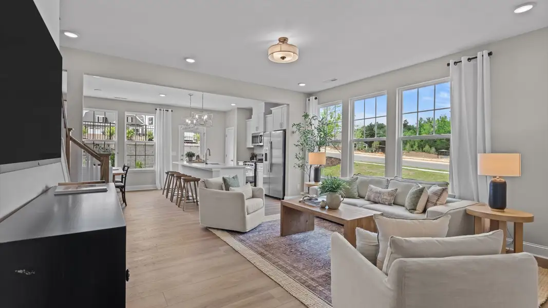 Furnished interior in a model home at Essex Townes in Franklinton (Image 3).