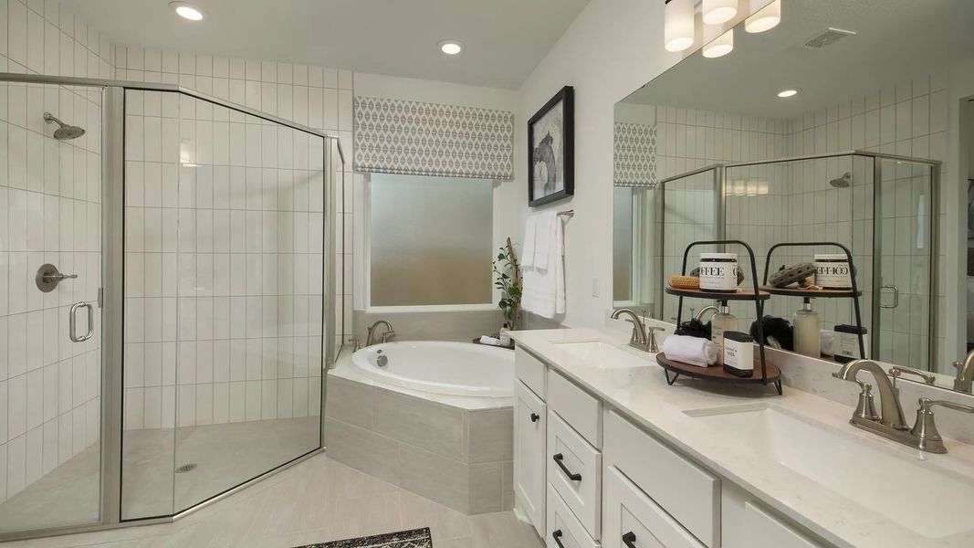 Furnished interior in a model home at Lakes Of Cane Island 45' in Katy (Image 11).