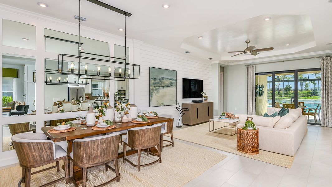 Furnished interior in a model home at Esplanade by the Islands in Naples (Image 43).