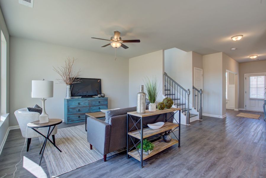 Furnished interior in a model home at Legends at Old Monroe in Monroe (Image 26).
