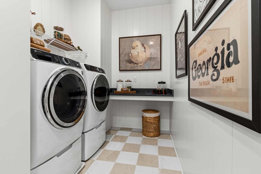 Furnished interior in a model home at Lanier Landing - Reserve Collection in Gainesville (Image 14).