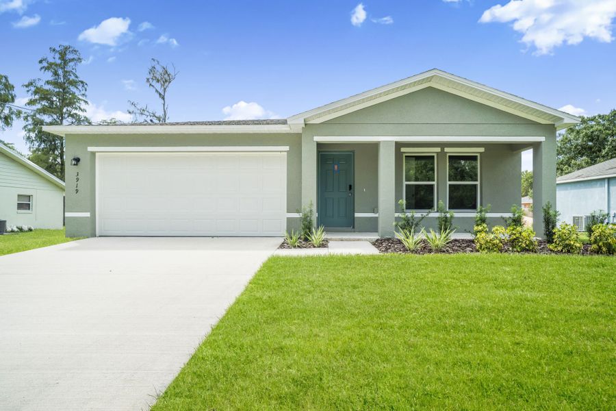 A house with a garage.