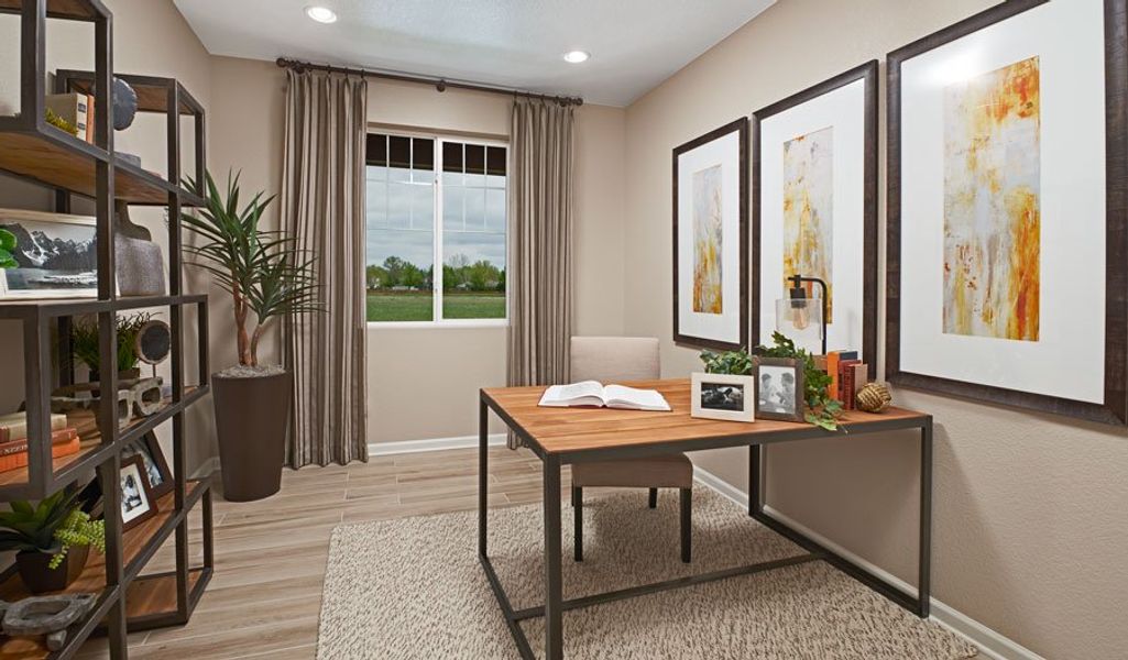 Furnished interior in a model home at Daybreak at The Aurora Highlands in Aurora (Image 10). Furnished interior in a model home at Daybreak at The Aurora Highlands in Aurora (Image 10).